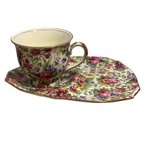 Royal Winton Summertime Teacup & Snack Breakfast Lunch Plate Grimwald England